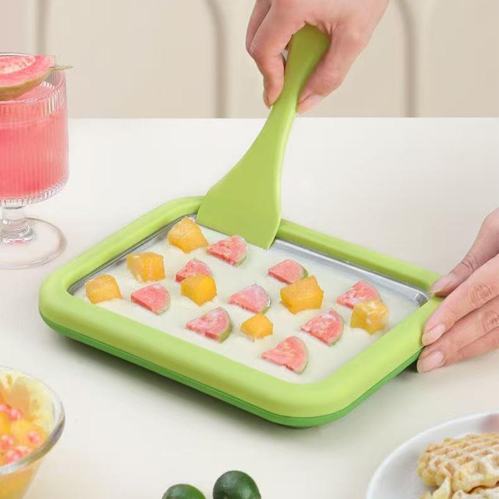 Multifunctional Household Frozen Yogurt Maker With 2 Scrapers Tools DIY Rolled Ice Cream Maker DIY Cold Sweet Fried Ice Pan