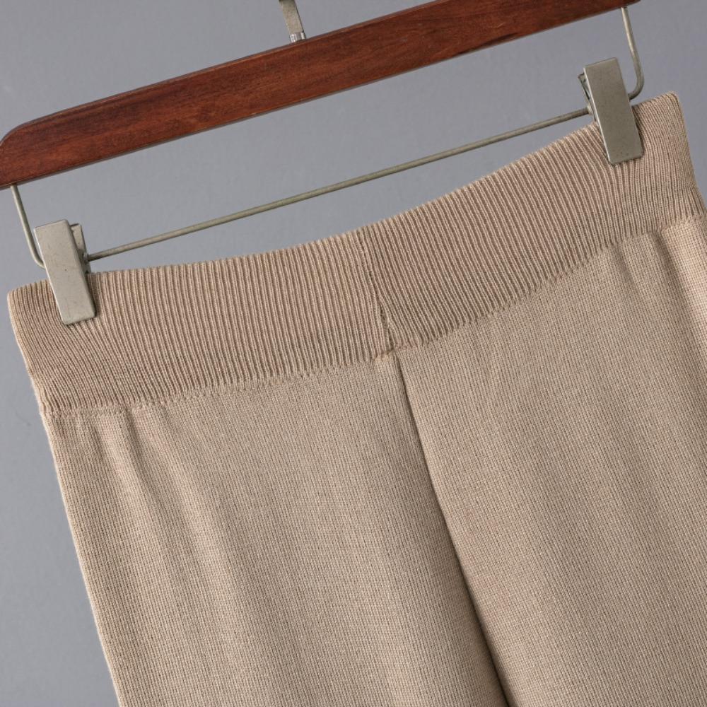 Вязаные брюки широкого кроя, пояс, костюм-свитер, женский весенне-осенний свободный модный темпераментный костюм-двойка