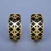Простые женские серьги в стиле ретро, геометрические призматические серьги, черное золото, эмаль, новогодние серьги, женские аксессуары