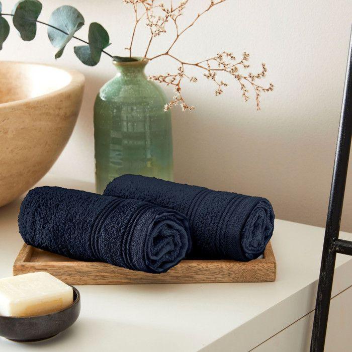 Lot de 2 serviettes invité "Spa" 30 x 50 cm / 400 gr/m² - "Spa" Bleu Nuit