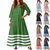 Женское повседневное модное полосатое платье с принтом, рукавом три четверти и карманом