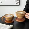 Винтажная керамическая кофейная кружка – Рустикальная чашка для латте ручной работы с дизайном в стиле бамбука