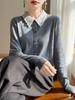 Lace Collar Color Block Patchwork Wool Knit Slim Fit Cardigan for Autumn/Winter