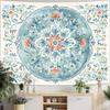 This Exquisite Blue And White Floral Tapestry Features a Bohemian Mandala Design, Perfect for Decorating Living Rooms, Game Room