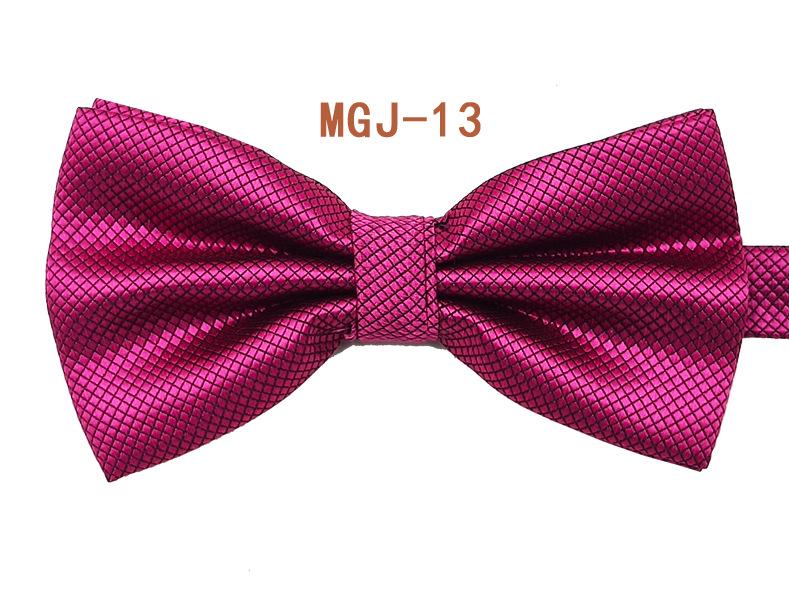 Men's Solid Black Double Layer Bow Tie - British Cube Grid, 27 Colors Available for Formal Events and Weddings.