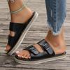 Мода Летние Женские Плоские Сандалии Пряжка на Ремне Открытый Носок Винтажные Противоскользящие Повседневные Большого Размера Женские Шлепанцы Обувь на Платформе Женские Слайды