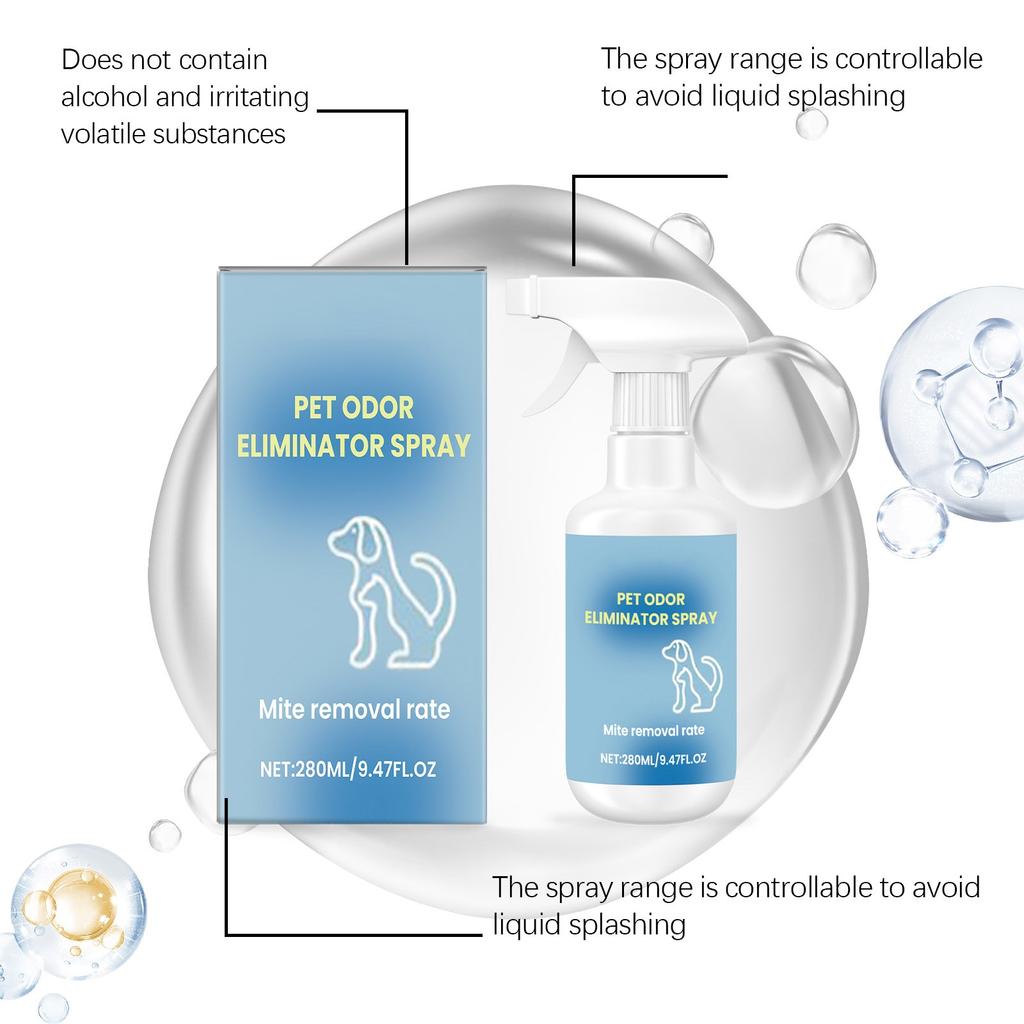 Дезодорирующий спрей для домашних животных для удаления запаха питомца, спрей сухой и свежий, удобный спрей для кошек и собак 280 мл