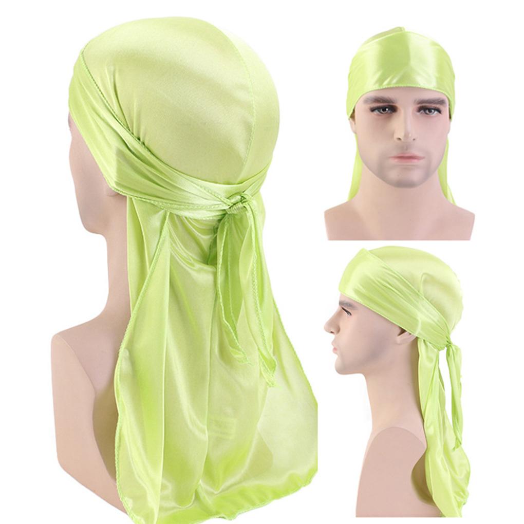 Men Black Bandanas For Hip Hop Rapper Long Tails Soft And Comfortable Silky Durag With Long Tail
