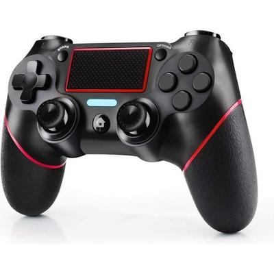 Контроллер PS4, ПК Pro/Slim/USB, беспроводная гарнитура/3,5 мм, противоскользящая ручка и светодиодный индикатор — черный красный