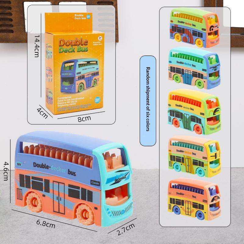 Dollhouse Mini Double  Bus Toy Colorful Model for Kids Room Play Accessories Educational Childrens Gift