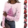 Женская и зимняя футболка с тонким низом, модная повседневная футболка с градиентным принтом и круглым вырезом, пуловер с длинным рукавом