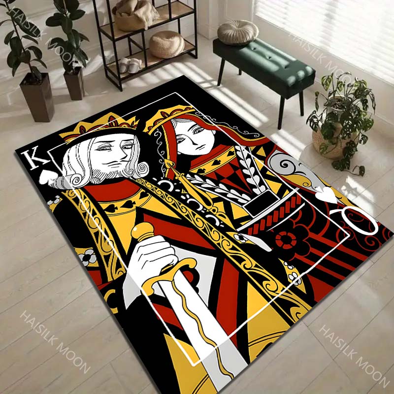 1PC Playing card king queen illustration Carpet for Living Room Bedroom Sofa Home Decor Rus Non-slip Floor Mat Luxury Gift