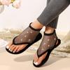 Women Sandals 2024 New Summer Breathable Hollow Out Sandals Oversized Flat Toe Clipped Women Fashionable Sexy Platform Sandals