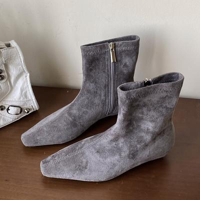 Aneikeh Высококачественные осенне-зимние женские ботильоны на низком каблуке, обувь на молнии, модные с острым носком, ботильоны для женщин