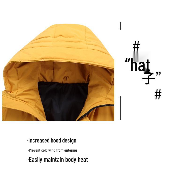 Youth Hooded Cotton-Padded Jacket: Men's Mid-Length Casual College Style Workwear, Cold-Resistant School Uniform