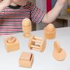 6 Pieces Wooden Baby Toys Egg Cup Puzzle Preschool Wood Handbell Rattle with Bell