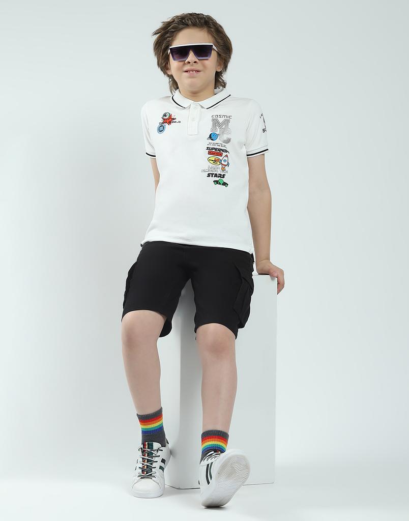 MONTE CARLO Boys's Regular Fit Printed Polo Half Sleeve T-Shirt