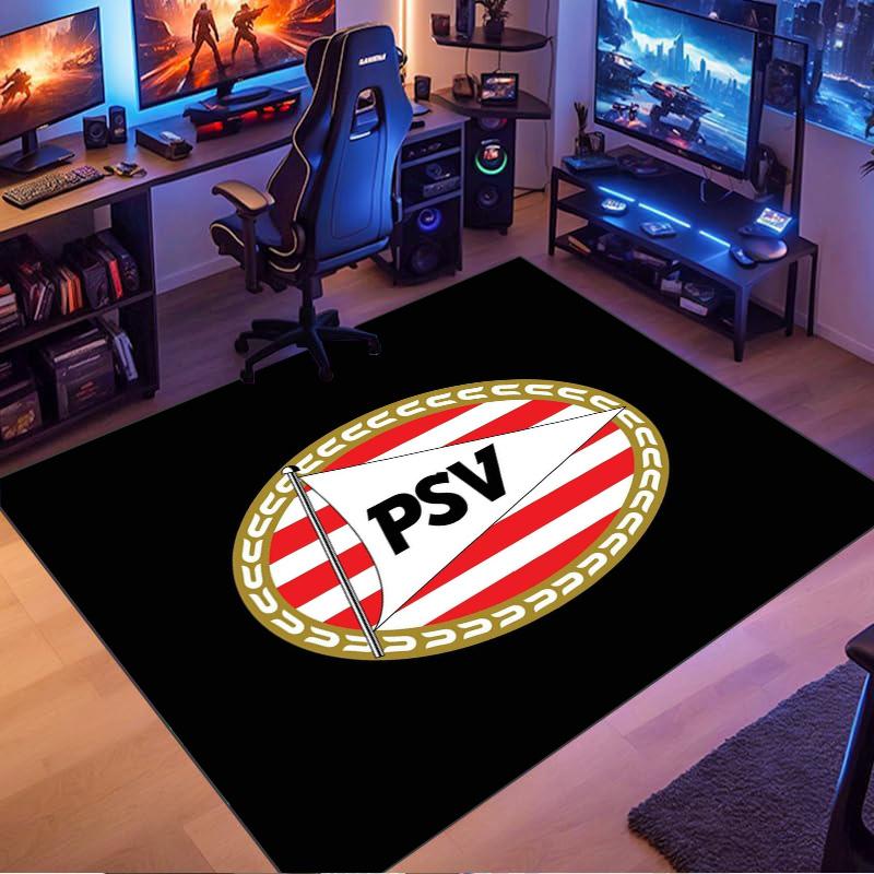 PSV Eindhoven Football Club Crest Print Area Rug Soccer Team Non Slip Living Room Bedroom Gaming Floor Mat Sports Fan Home Decor Rug