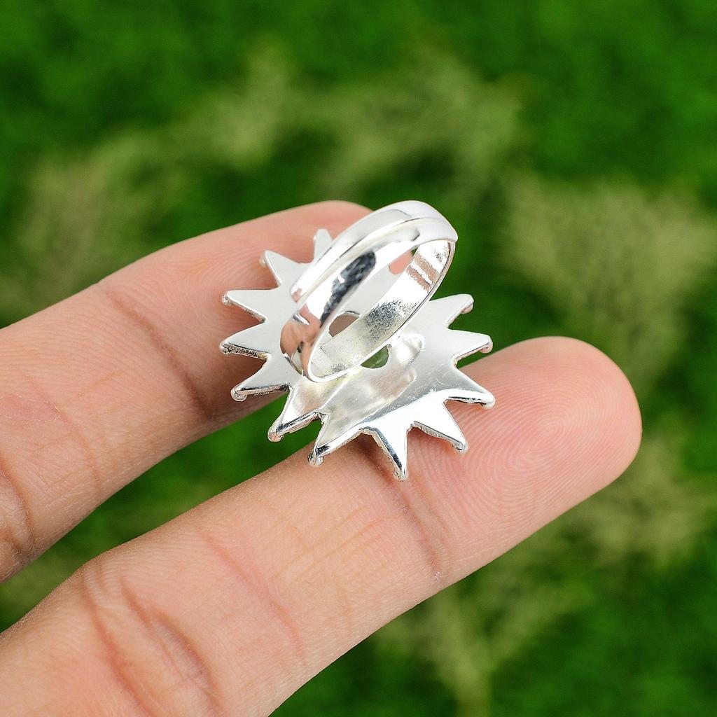 Oval Natural Moonstone 925 Silver Statement Promise June Stackable Mother Ring