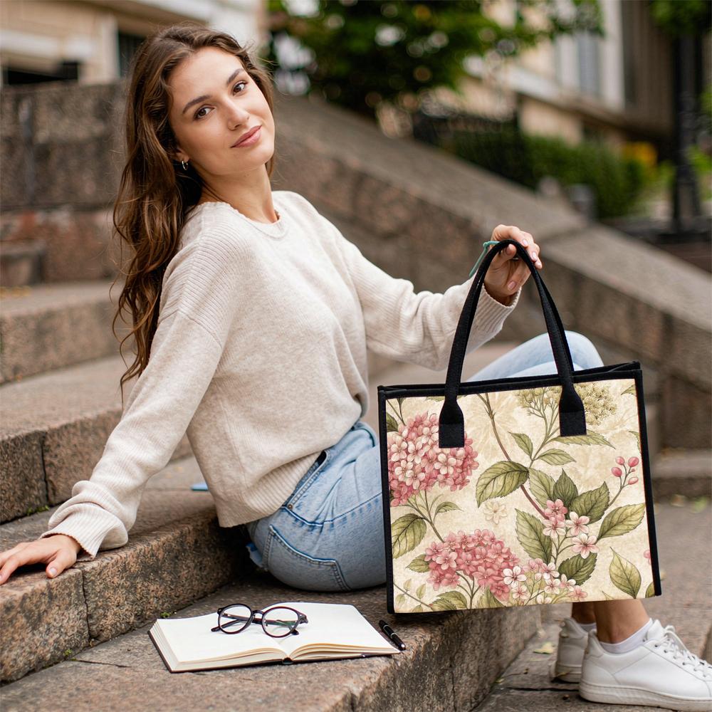 Vintage Floral Print Tote Bag for Women Daily Use Shoulder Bag with Fashion Design