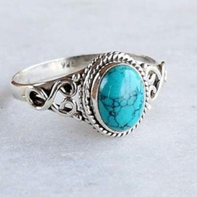 Новое модное винтажное кольцо с натуральной бирюзой, свадебное обручальное кольцо, ювелирные изделия, подарок на день рождения, годовщину