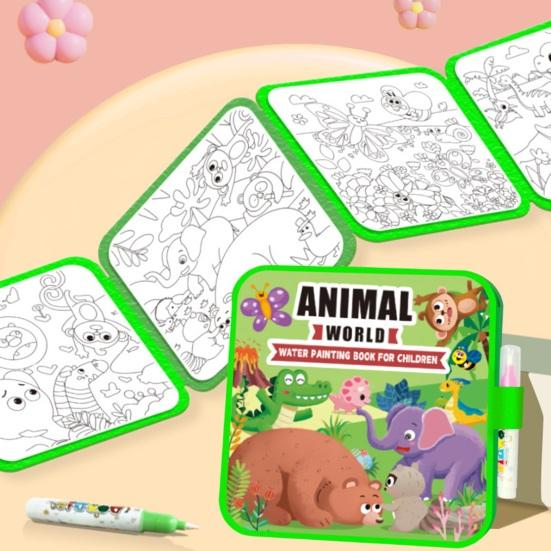 Книжка-раскраска акварелью Yousheng для детей, многоразовая книжка с картинками для акварели с кисточкой для воды, книжка для рисования без грязи для творческого обучения и развития мелкой моторики