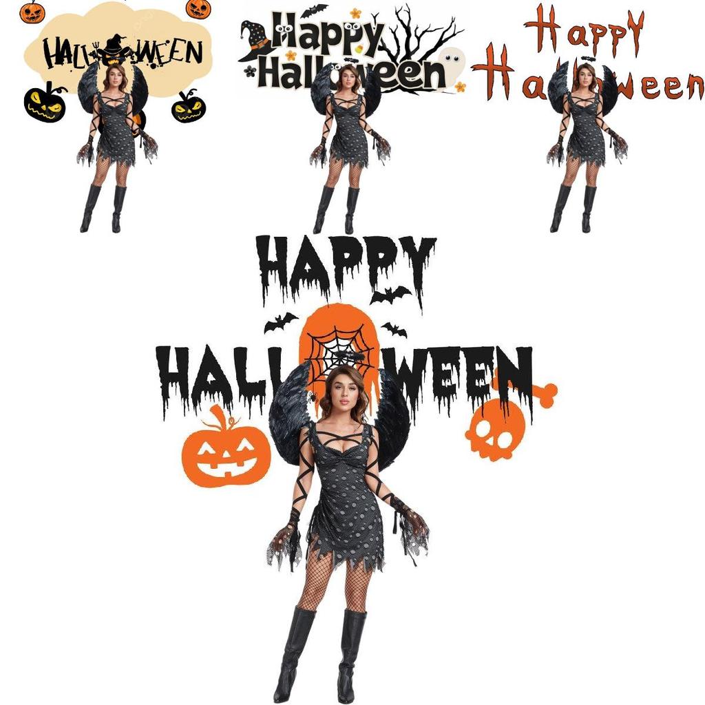 Потрясающий костюм зомби-вампира с крыльями ангела для женщин в стиле темного фэнтези