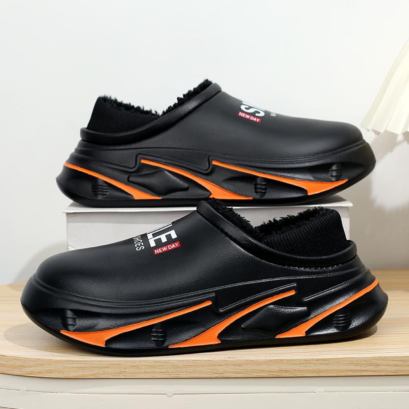 Fashion Winter Men's Slippers Warm Cotton Slides Wrap Heels Outdoor Snow Shoes New Men Women Bedroom Home Plush Slippers