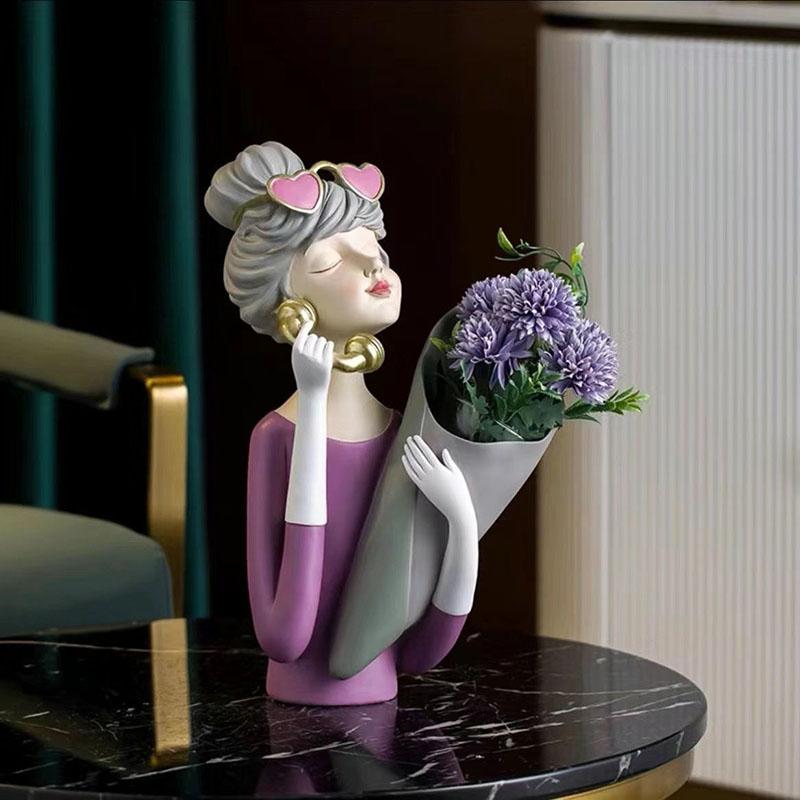 Скандинавский Звонок Телефон Держатель Цветочная Трубка Девушка Смола Декоративные Предметы Дом Комната Письменный Стол Статуэтка Аксессуары Журнальный Столик Скульптура Поделки