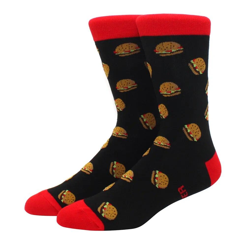 1 пара мужских забавных хип-хоп носков средней длины с принтом скейтборда, пива, счастливого искусства, EU38-46