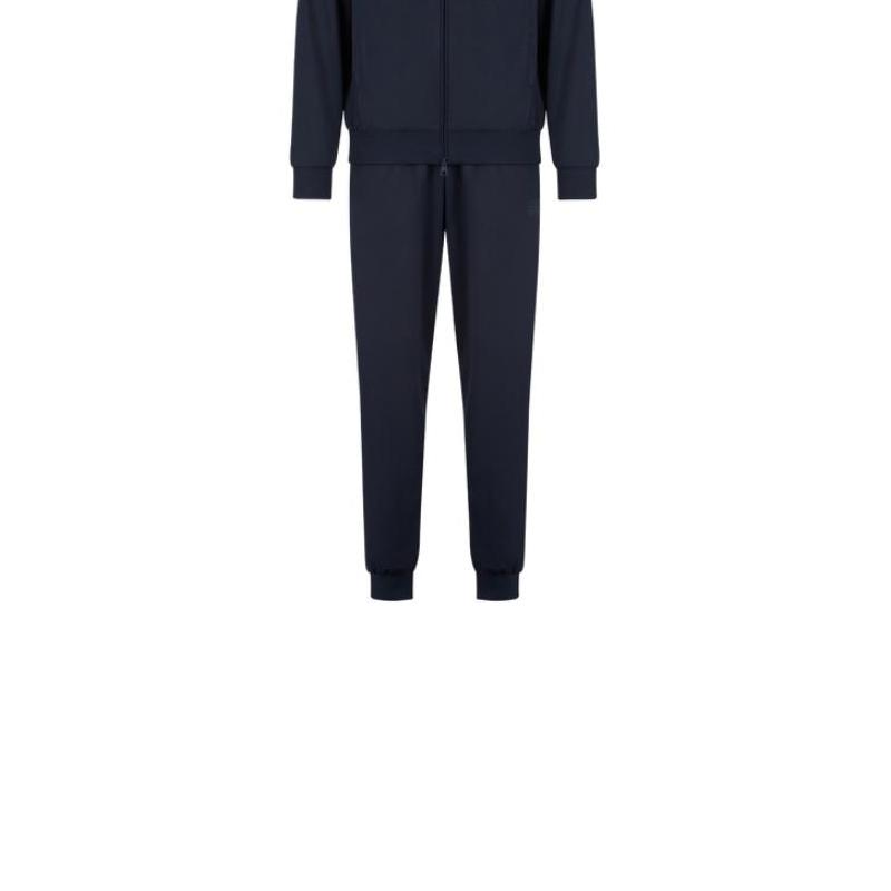 Emporio Armani EA7 Однотонный костюм с воротником на молнии, длинным рукавом и эластичными манжетами Брюки Повседневный спортивный костюм Мужской костюм Темно-синий 7M000237-AF12449-UB102