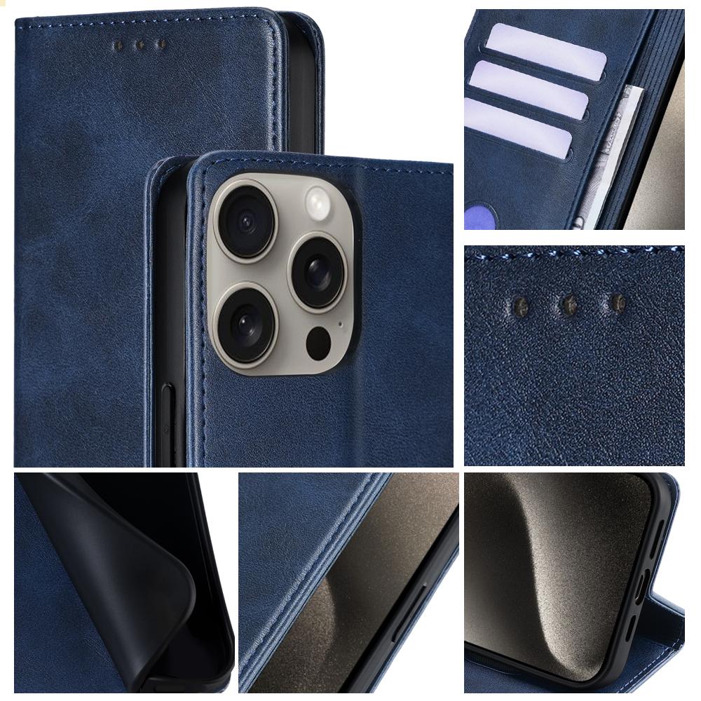 Fashion Leather Wallet Case for iPhone 16 Pro Max 16 Plus Magnetic Flip Case Protective Cover for 16 Pro Book Case Card Holder