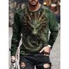 Men's Vintage Print T-Shirt Fashion Cool Gothic Style Long Sleeve Pullover Loose Crew Neck Comfortable Quick Dry Clothes For Men
