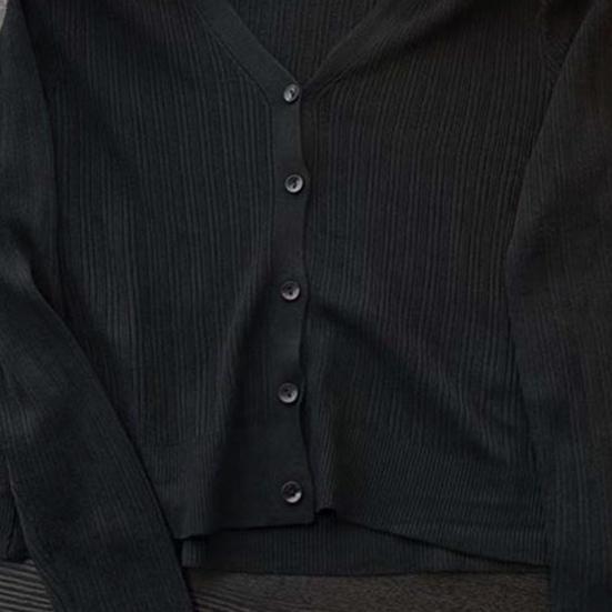 Женский кардиган Yousheng Sun Knit с длинным рукавом и V-образным вырезом на пуговицах, тонкое шелковое пальто, летний ребристый укороченный топ для активного отдыха, путешествий, работы, пляжа