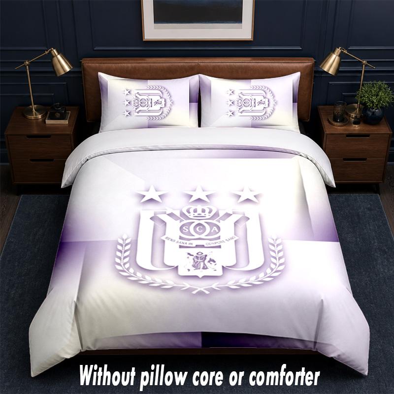 Anderlecht FC Design Bed Bedding Set 1 Duvet Cover + 2 Pillowcases Soft Breathable Household Bed Linens