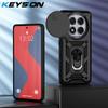 KEYSION Shockproof Case for Redmi Note 14 Pro + 5G 14 5G Slide Camera Protection Ring Stand Phone Back Cover for Xiaomi POCO X7