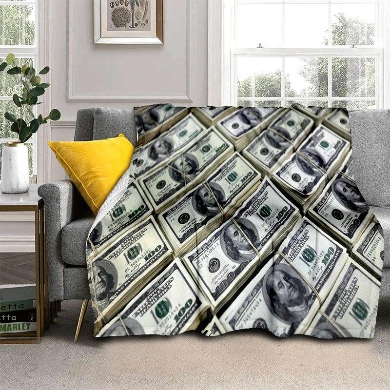 Богатое 3D одеяло с узором в долларах и евро, мягкое одеяло для дома, спальни, кровати, дивана, пикника, путешествия, офиса, одеяло, детское одеяло