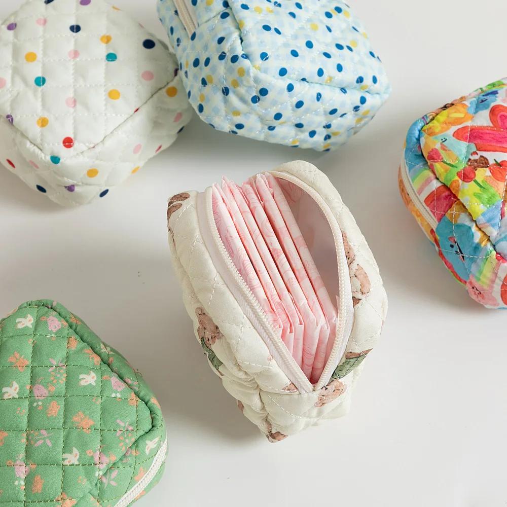 Floral Sanitary Napkin Storage Bag Girls' Sanitary Napkins Bags Women Cosmetic Bag Coin Purse Card Bag Travel Cosmetic Organizer