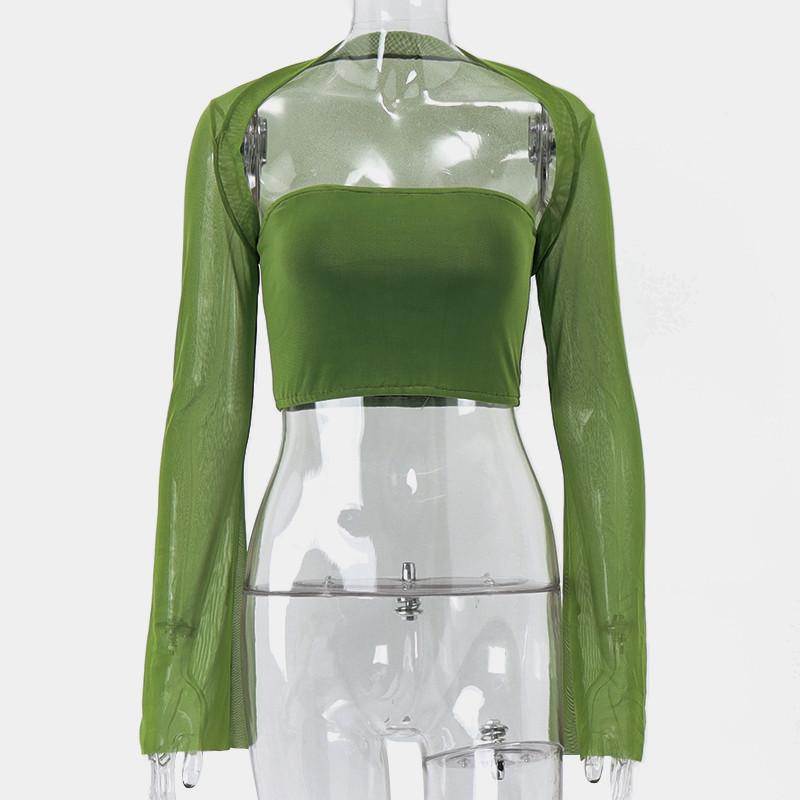 Женский облегающий топ из двух частей Spicy Girl Pure Desire без бретелек с длинными рукавами