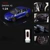 1:24 Модель Tesla X Модель Tesla 3 Сплав Литой Игрушечная Модель Автомобиля Звук и Свет Детская Игрушка Коллекционные Предметы Подарок на День Рождения