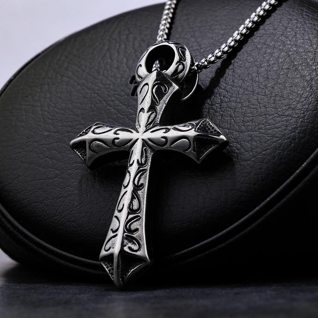 Мужское ожерелье Женское ожерелье хип-хоп Хип-хоп Титановое ожерелье Крест 410c20236502