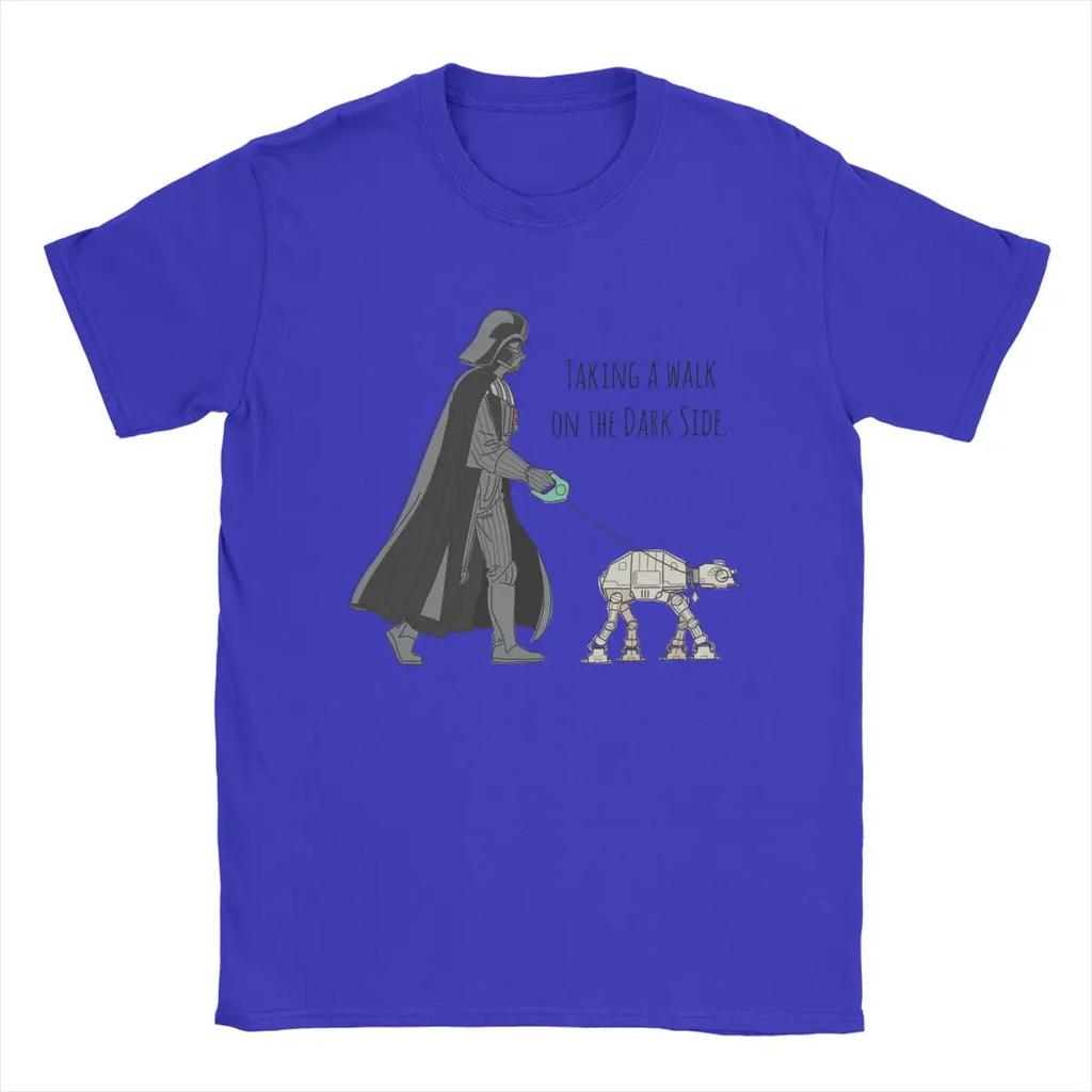 Disney Darth Vader Walking Pet AT-AT T-Shirts for Men Star War Hipster Cotton Tees Short Sleeve T Shirts Original Clothing