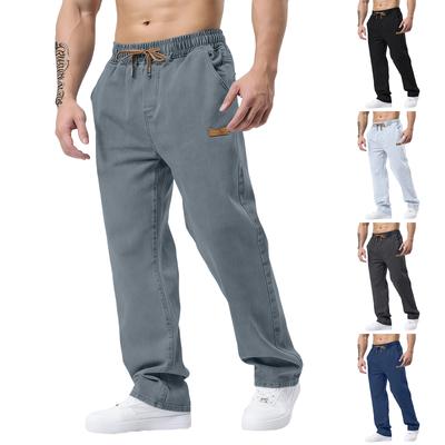 Классические мужские джинсы прямого кроя slim fit с эластичным поясом для пожилых мужчин