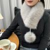 Шарф из искусственного меха лисы Утолщенный Теплый Роскошная текстура Зимний Женский Нагреватель для шеи Воротник Шаль Модный Элегантный