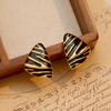 Vintage European & American Style Hong Kong Pattern Two-Tone Triangle Earrings for Women
