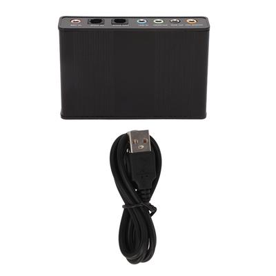 USB-звуковая карта 6-канальная, частота дискретизации 48 кГц, аналоговый воспроизведение/запись, внешняя звуковая карта для ПК, ноутбука, компьютера, черный