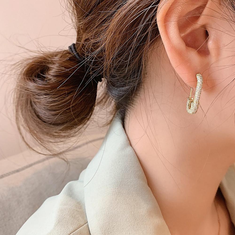 Необычная подвеска S925 Женские Девичьи Кристальные Геометрические Серьги-гвоздики Серьги-скрепки