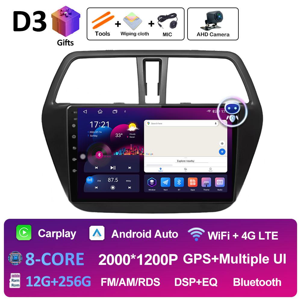 Умная система Android 14 для Suzuki SX4 S-Cross 2014 2015 2016 2017 беспроводной Carplay Bluetooth QLED IPS экран WIFI авто инструменты 4G