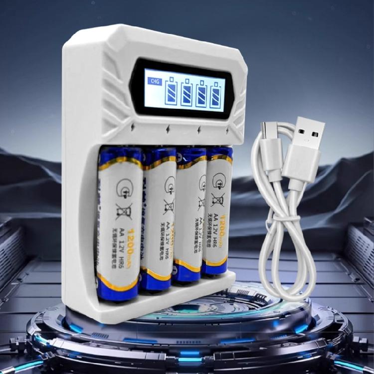 Зарядное устройство Type C для 4 батарей AA и 3 батарей AAA, DC12V 800mA, высокая емкость, 1.2V NiMH, с низким саморазрядом