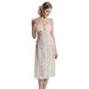 Women's Fluffy Trim Chiffon Mesh Butterfly Print Lace Padded Backless Cami Sleep Dress